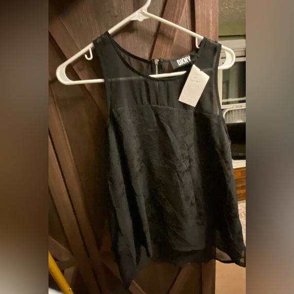 DKNY Black Sheer Lace Tank Top - Picture 5 of 5